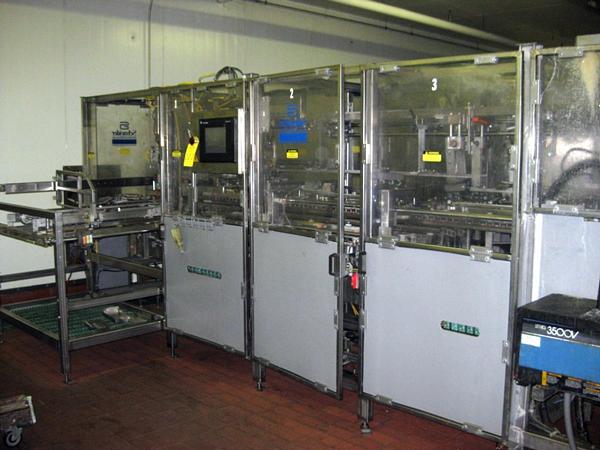 Vertical S.S. Case Packer, Ser. 1937-1001, w/Nordsen 3500V hot melt system & A-B Panelview 1000