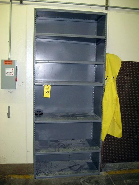 Carbon Steel Table w/vise, 32" W X 12' L & bottom shelf, (2) Shelving Units, Desk & (2) Chairs  **