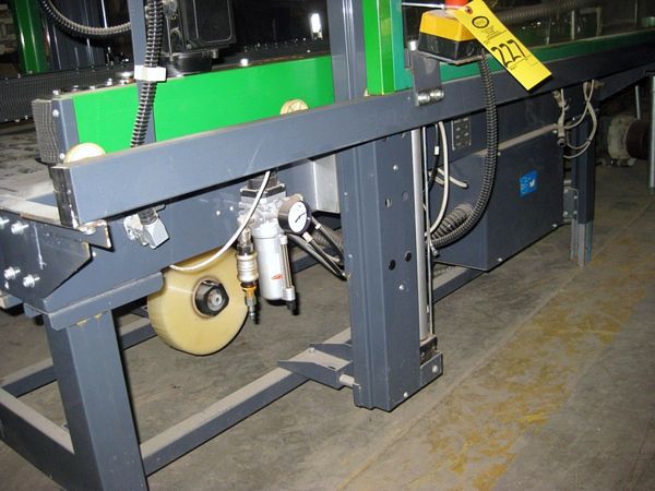 mfg. 1999, adjustable height up to 19" X 24" W, w/separate out feed conveyor & control panel  **