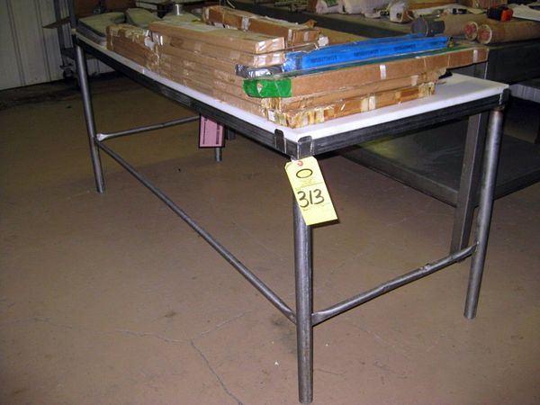 2" H, S.S. table w/poly top 30" W X 6" L X 23" H & S.S. Table 34" W X 70" L (does not include