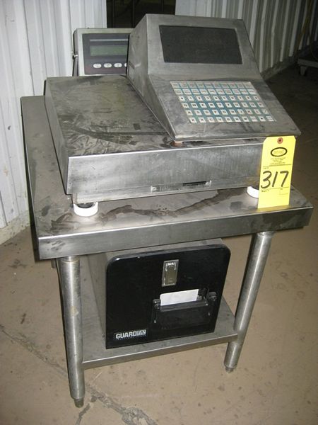 w/Guardian printer on s.s. table 24" W X 30" L