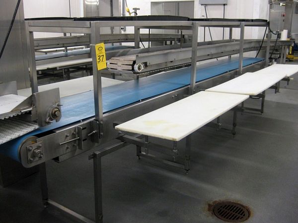 stable height, 18" W X 48" L main belt, 21" W X 15' L neoprene belt & 24" W X 152" overhead shelf