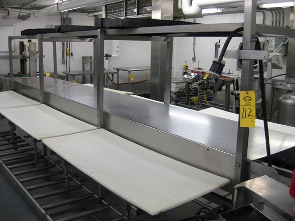 W X 48" L poly tops, adjustable height w/24" W X 150" L overhead shelf