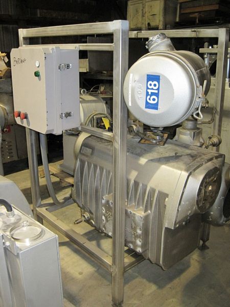 .p. Toshiba motor, displacement 320 CFM, s.s. frame, Torr tested, pulled down & held less than 2