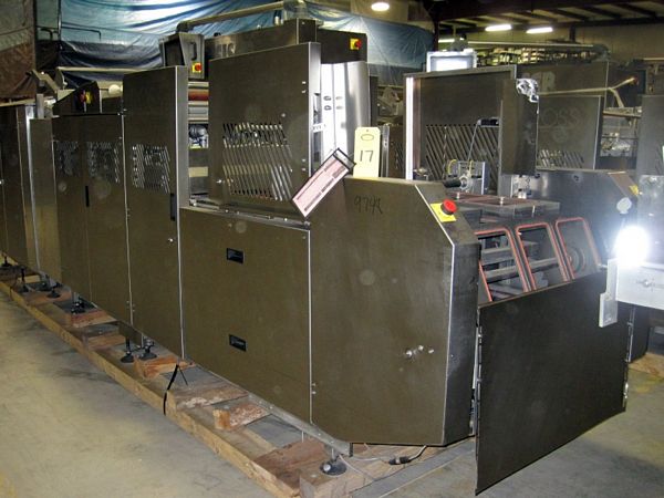 p for 8" X 10" trays, 3 lane MAP tray sealer w/Ross OTBX96 reciprocating conveyor, feeder, shuttle