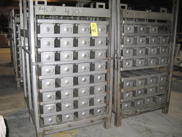 s., (32) molds/rack, 4" H X 6" W X 47" L, missing (5) molds