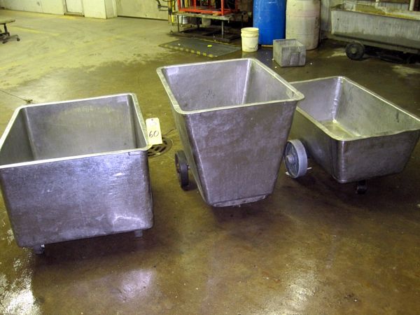 X 17; (1) S.S. Meat Truck on wheels, 29 X 37 X 30; (1) S.S. Vat, 35 X 44 X 23
